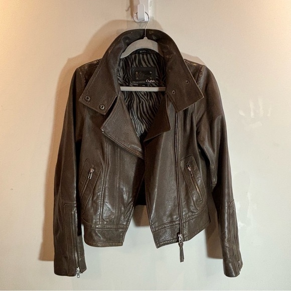 MACKAGE Sz S Kenya Aritzia Lamb’s Leather Zipper Snap Closure Moto Style Jacket - Picture 6 of 16